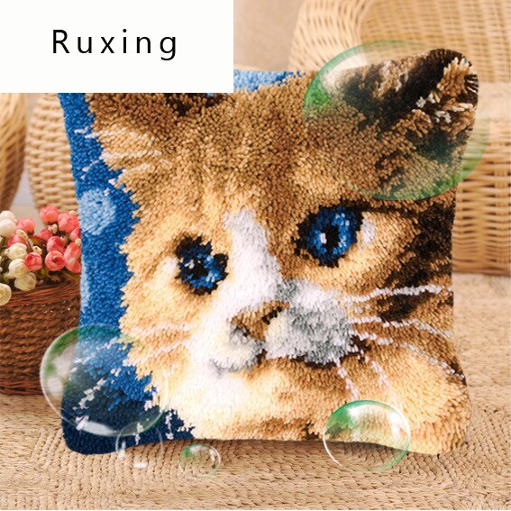Vierkante Klink Haak Kits Tapijt DIY Corgi Kussen Tapestry Maken Haaknaald Tapijt Maken Kits Kleur Voorgedrukt Patroon Canvas Kussen DIY Arylic Garen