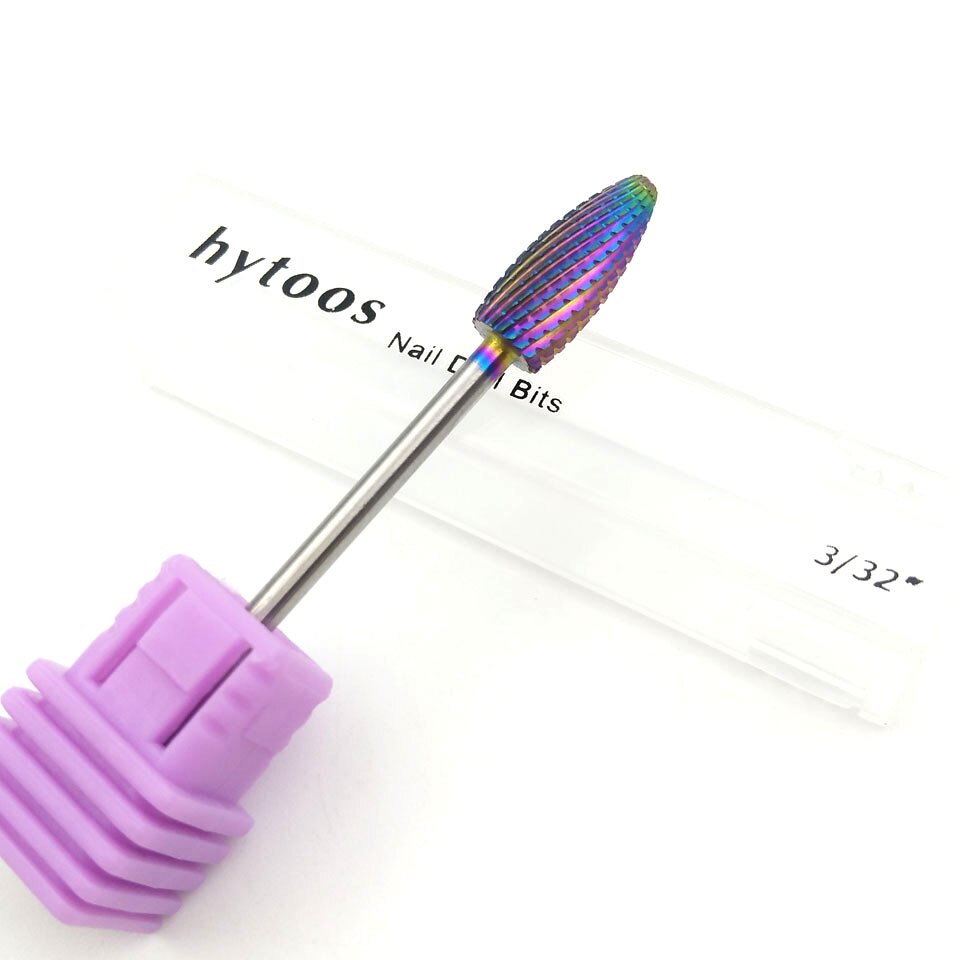 HYTOOS-brocas de carburo de tungsteno con recubrimiento de arco iris, 5 tipos, para manicura, accesorios, fresa