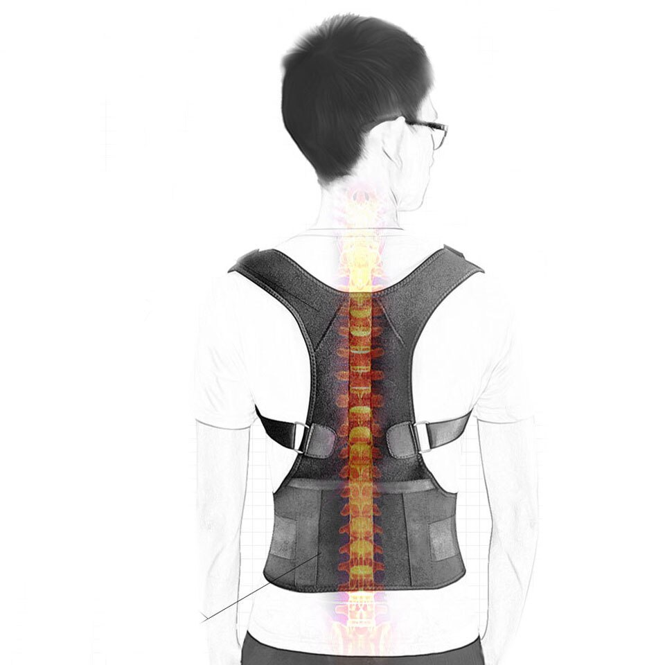 Magnetisk terapi tilbage holdning korrigerende ortopæd supporter skulder ryg støtte bælte mænd og kvinder