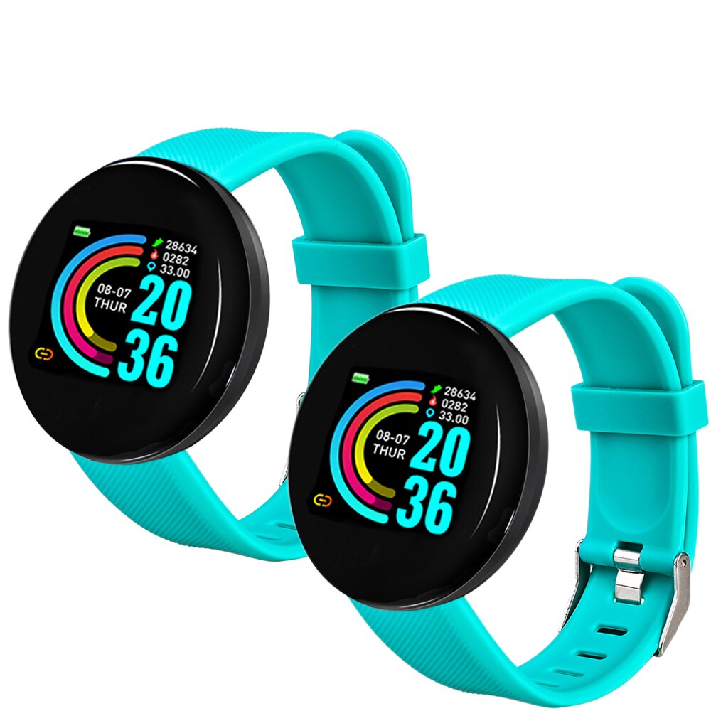 2 PCS D18 Heart Rate Smart Bracelet Man Activity Tracker Smartwatch Sports Tracker Smart Band Wristwatch for Android IOS: Double Green