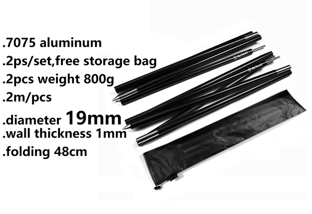 Aricxi – pare-soleil de plage 3.6x2.8m, bâche, tente, ombrage, ultraléger, UV, auvent de jardin, hamac de Camping en plein air, pluie et mouche: 2pcs black poles