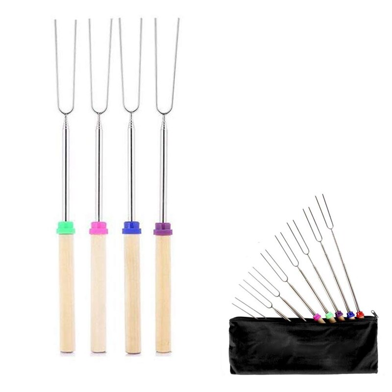 Palillos para asar, utensilios para nubes o asado tenedores extensibles de 32 pulgadas para barbacoa en la fogata, Juego de 4: Default Title