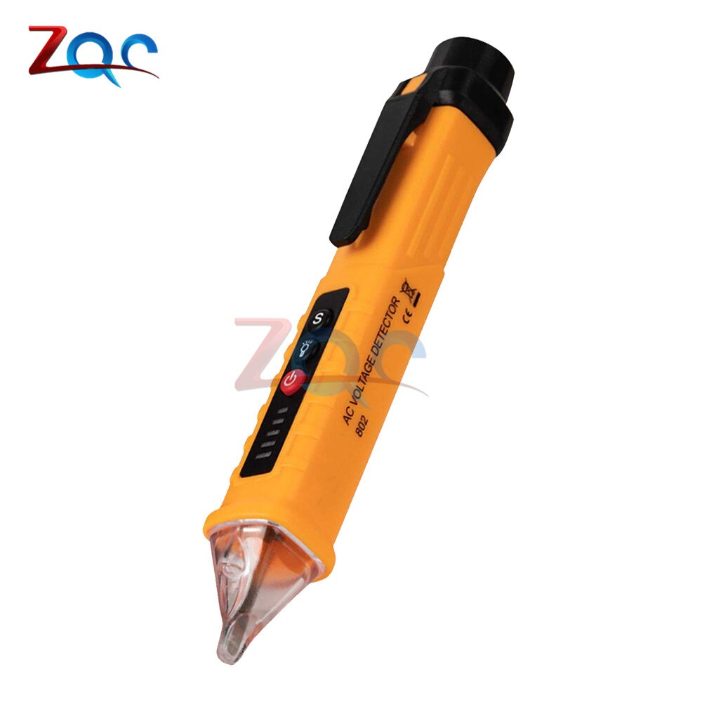 Led digitale 12v-1000v ac spanningsdetectoren contactloze stopcontact muurtester pen voltmeter meter volt stroom elektrische test potlood: Geel