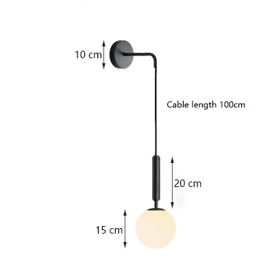 Moderne væglampe i glas, skandinavisk, stavlampe, sengelampe, læselampe, rund, applikationslampe, nordisk led-væglampe  e27 stk.: Rød