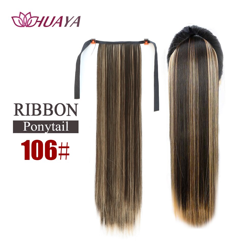 HUAYA Long Straight Clip In Hair Tail False Hair Ponytail Hairpiece With Hairpins Natural Synthetic Hair Extensions Pony Tail: H-106
