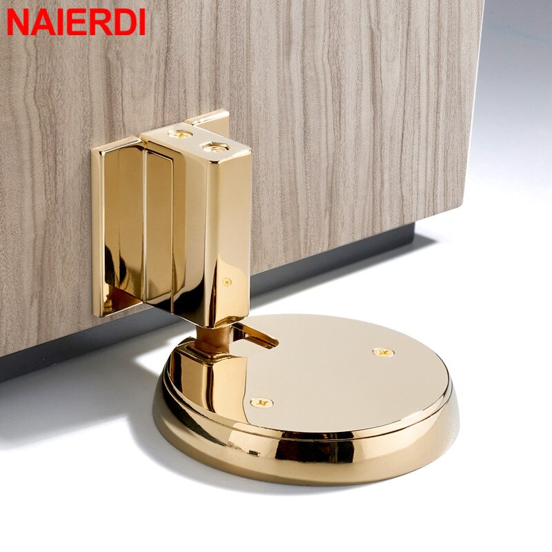 NAIERDI Windproof Mechanical Self-Locking Door Stopper With Adjustable Height Hidden Mounting Heavy Duty Door Stop Hardware