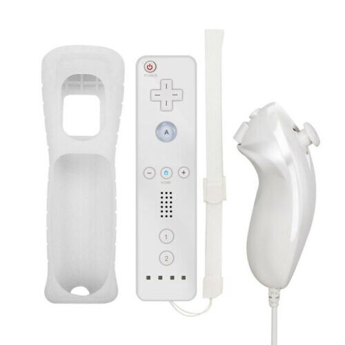 Mando a distancia inalámbrico para Nintendo Wii Motion Plus, mando a distancia para Nintendo tendo Wii Nunchuck, Joystick de control remoto: straight white