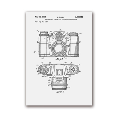 Vintage Camera Patent Poster Wall Art Print, Antieke Camera Canvas Schilderij Retro Blauwdruk Muur Foto Fotografie Decoratie: 13x18 cm No Frame / 03