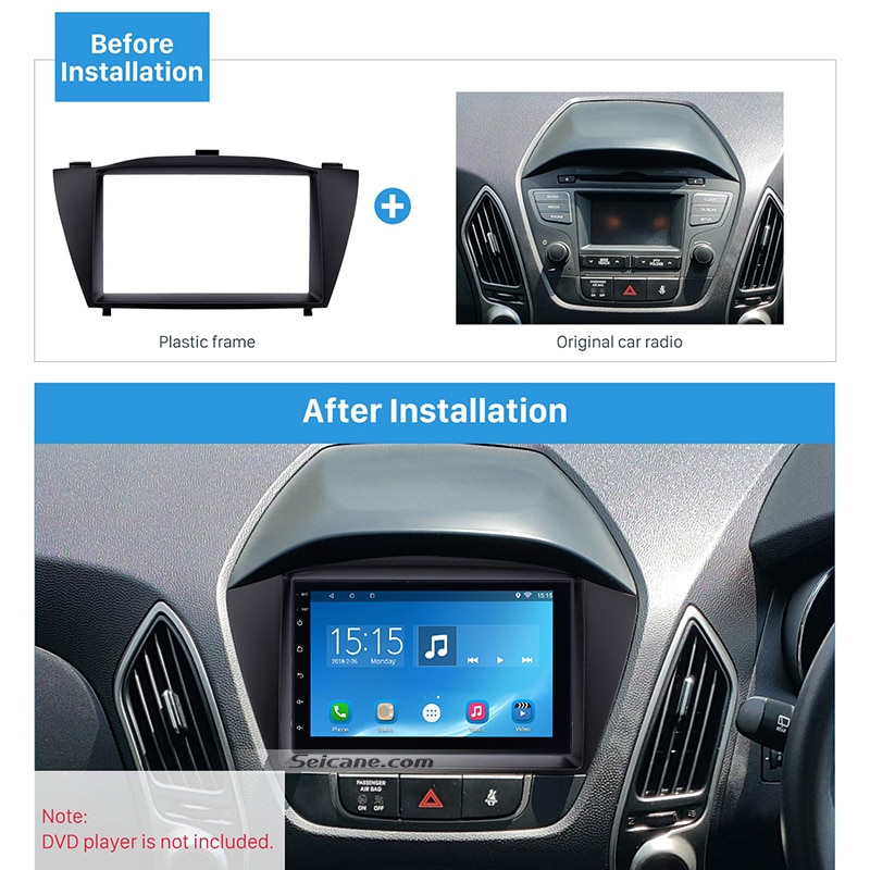 Seicane Best Stunning Double Din Car Radio Fascia Trim Kit for HYUNDAI TUCSON IX35 Install Frame DVD panel Stereo Interface