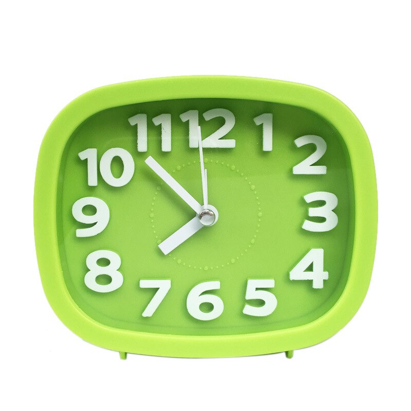 Round Alarm Clock Simple Style Wake Up Table Clock Square Silent Desk Clocks Snooze Portable Travel Alarm Clock Battery Powered: square green