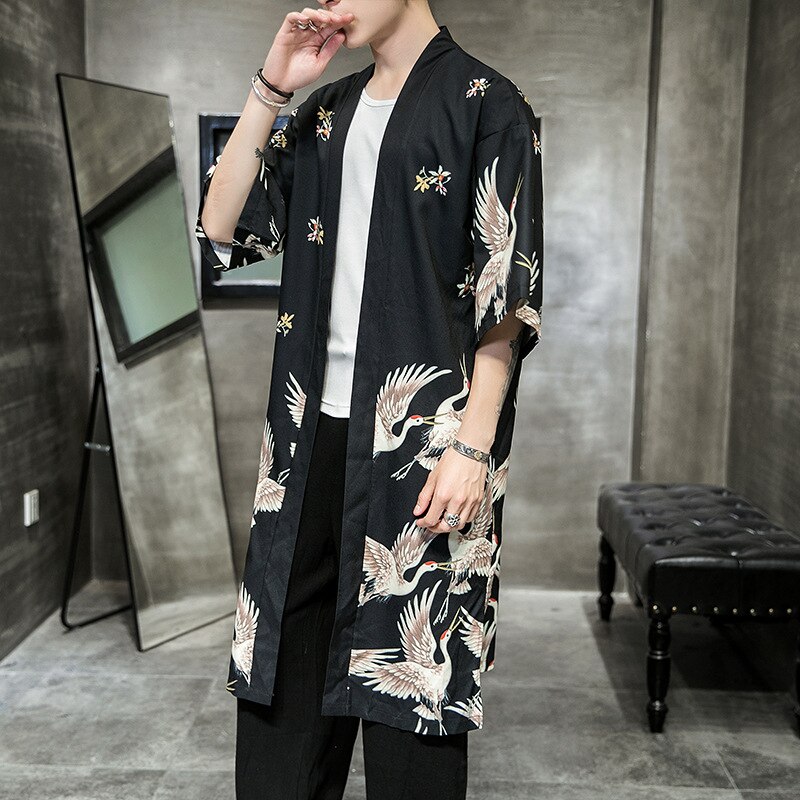 Plus Size Yukata haori men Japanese Long kimono cardigan men samurai costume clothing kimono jacket mens kimono yukata haori