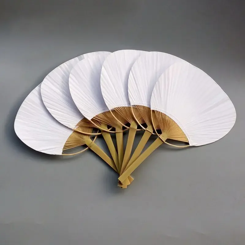 10/20/50pcs Pai Pai Bambu Pure White Bamboo Handle Blank Calligraphy Painting Blank Group Fan White Fan Summer
