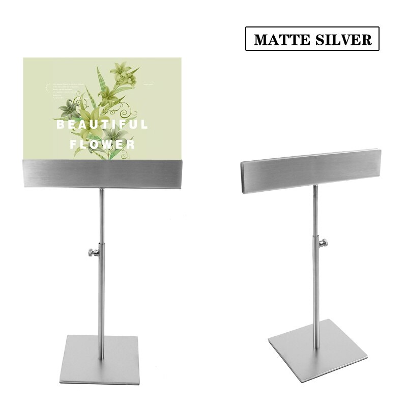 Adjustable Menu Display Stand Kt Board Double-sided Display Holder for A4 Pop Poster Modern Desktop Hb34: Matte Silver