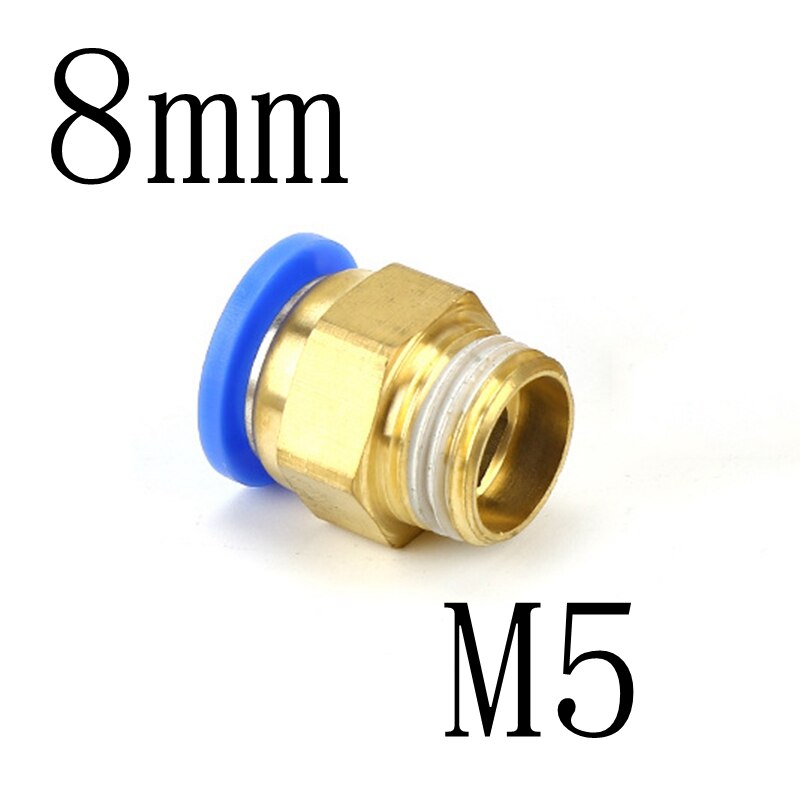 8mm Tube To M5 M6 M8 M10 M12 M14 M16 M20 Male Thread Straight One Touch Air Pneumatic Push In Pipe Fitting Quick Connector: PC8-M5