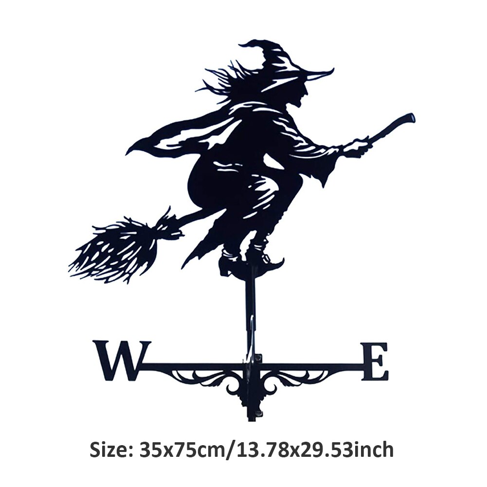 Windwijzer Tuin Stake Wind Richting Indicator Meten Met Heks Patroon Ornament Decoratie Voor Rooftop Outdoor Yard