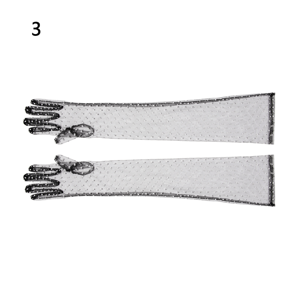 Guanti da donna con protezione solare guanti eleganti da donna lunghi in Tulle guanti elastici in pizzo pieno guanti sottili in garza a rete per la guida: 3