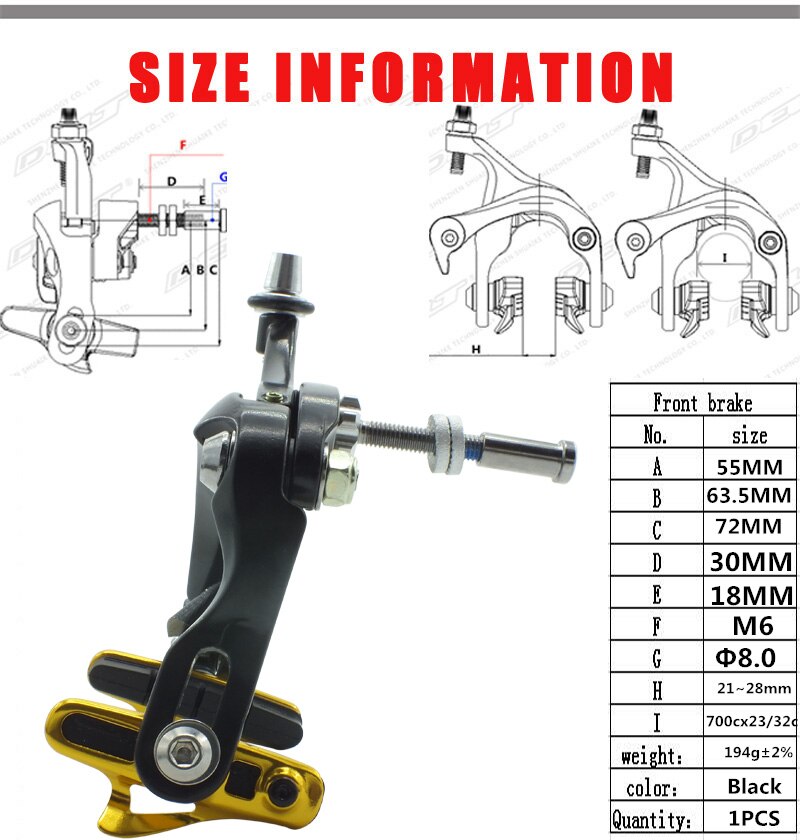 Fixed gear Bike CNC shoe Road cycling Bicycle C Brake shoes Caliper Set 55-72MM long arm caliper c clip Accessories: Front brake