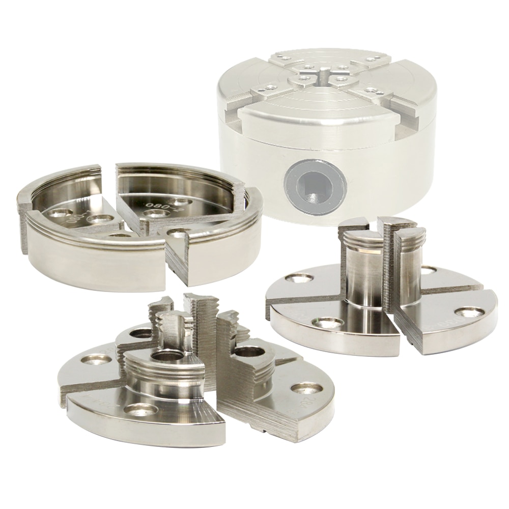 Chrome Plated Step Round Pin Jaw Set Woodworking Turning Accessories for 100mm 4-Jaw Self Centering Wood Lathe Scroll Chuck