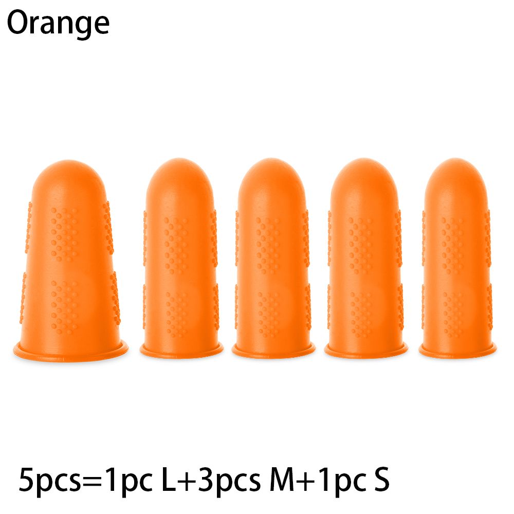 1/5 stk silikonefingerbetræk skridsikkert gummi åndbart beskyttelsesbetræk syning fingerbøl fingerhætter quiltning syning håndarbejde: 5 stk orange