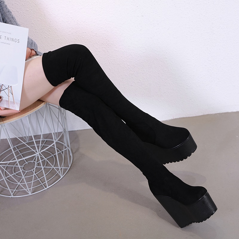 Increase within Women's boots ultra high 16 cm thick bottom Over the knee boots Europe America style long tube boot