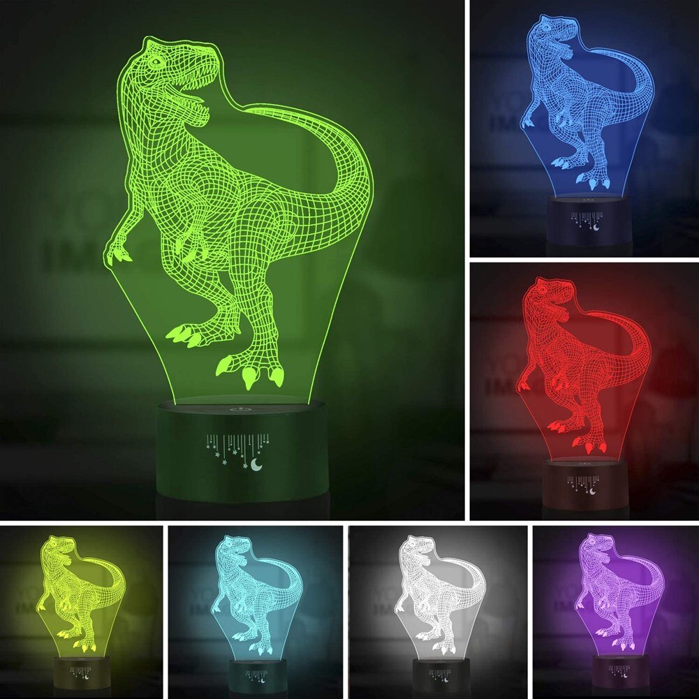 Dinosaurus Serie 3D Nachtlampje Led Afstandsbediening Kleurrijke Touch Tafellamp Creatieve Dinosaurus Bedlampje Tafellamp: 01