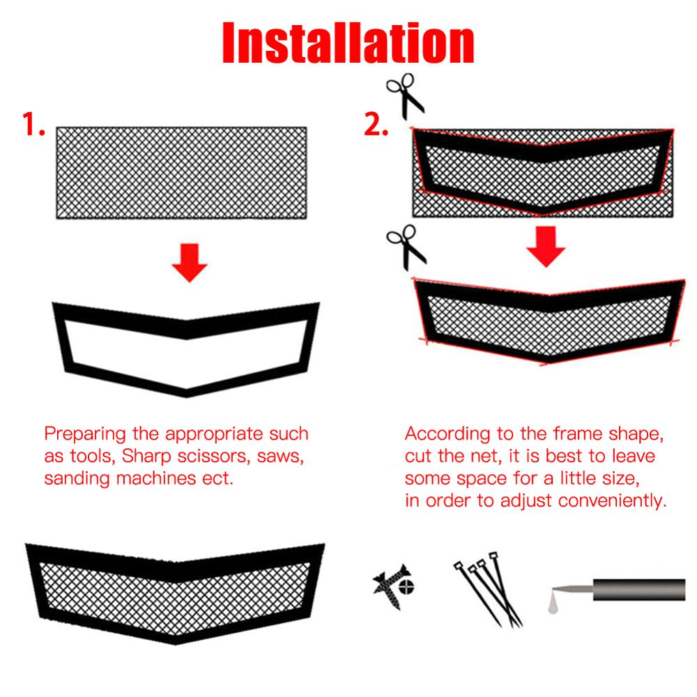Aluminum Mesh Grill Cover Car Bumper Fender Hood Vent Protector Rhombic Grill Universal Black Front Radiator Grills 100*33cm