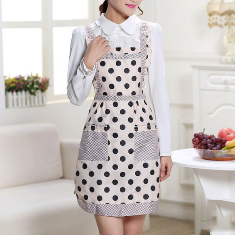 Delantal de cocina a prueba de agua con estampado, delantal de princesa, vestido grueso de algodón para mujer, Babero con bolsillos, delantal de señora, suministros para el hogar