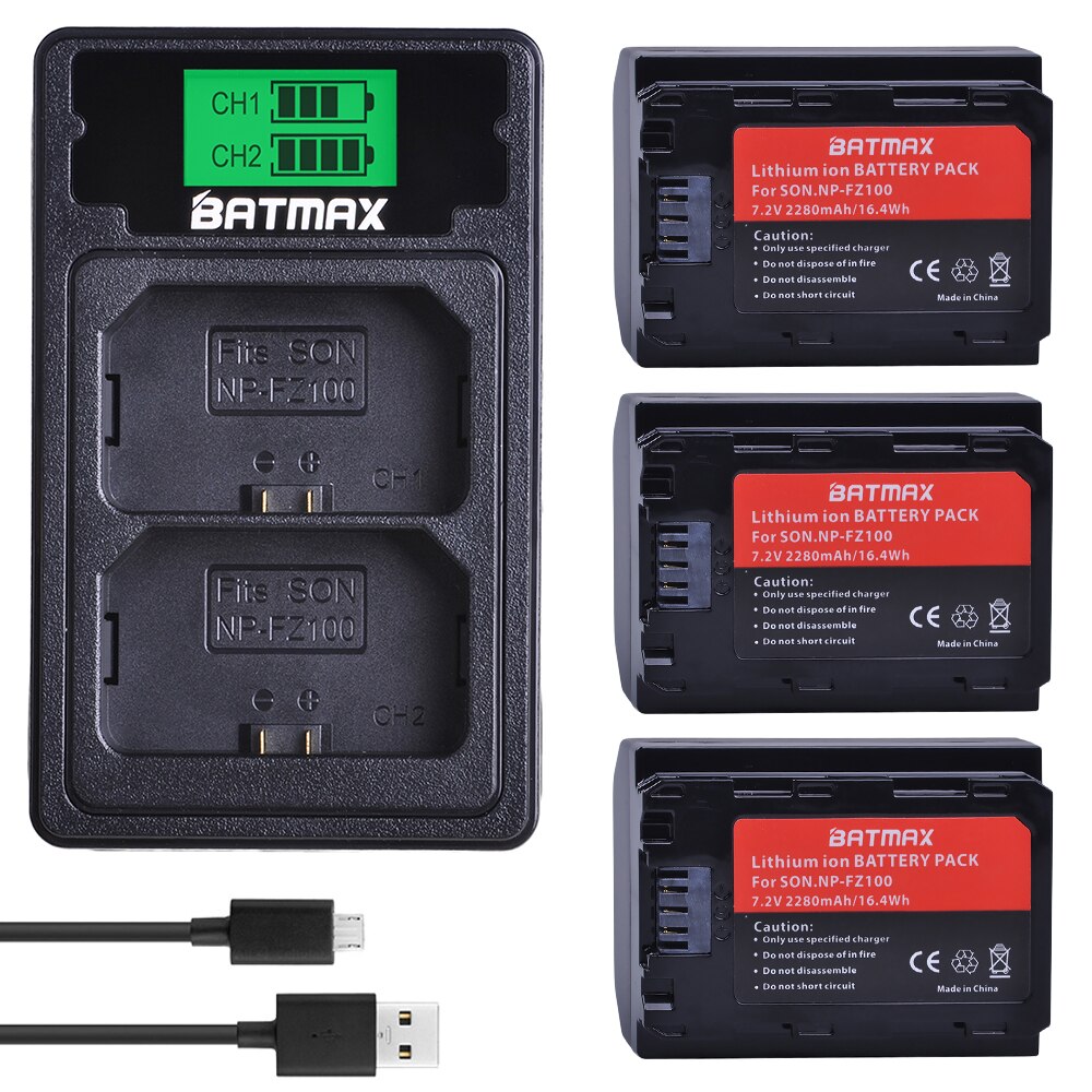 Bateria 2x2280mah para sony, carregador usb duplo com lcd e entrada usb tipo c para sony a9, a7riii, a7r3