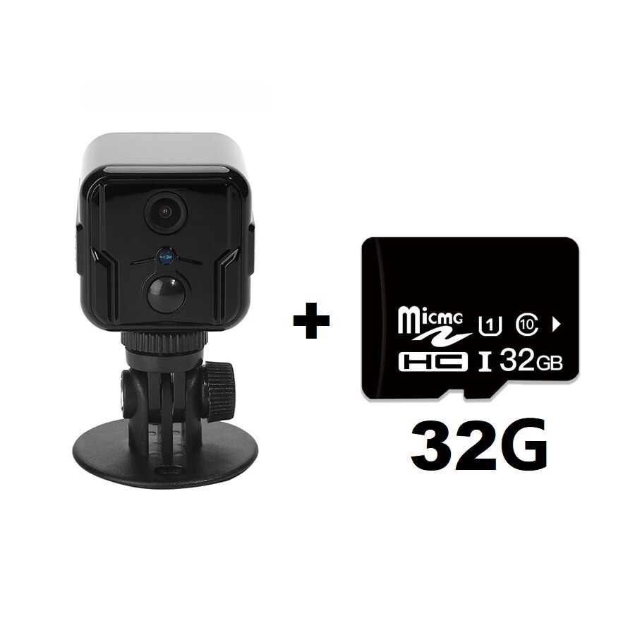 Battiphee – Mini caméra de Surveillance T9 IP WiFi sans fil, 1080P, Vision nocturne, enregistrement en boucle: With 32G Card
