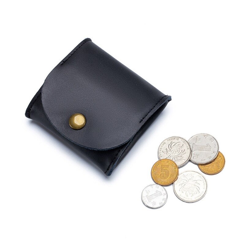 Pu læder møntpung ørepropper øretelefonholder pose til kvinder mænd lille pung skift pung organizer: Sort