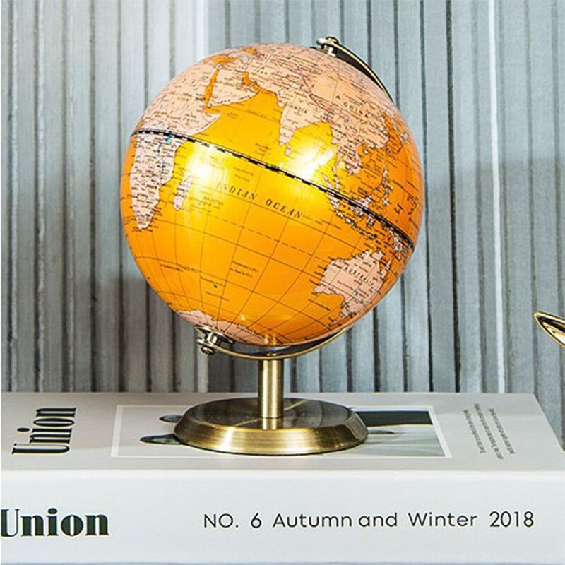 Black Gold Rotating Globe 20cm/23cm English Home Office Decoration European Style Light Luxury Crafts Ornament Globe