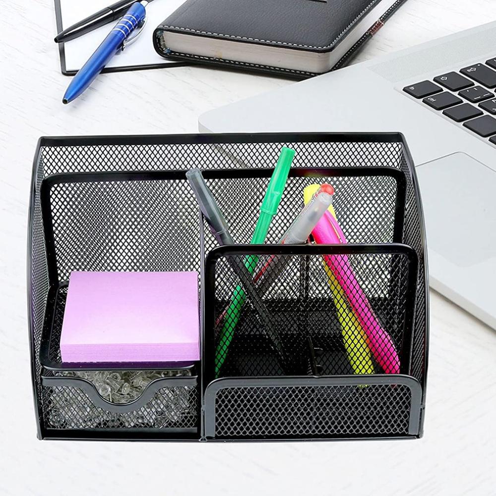 Metal Large Capacity Desk Pen Holder for School Office Stationery Pencil Makeup Storage Box Desktop Organizer Stand Case