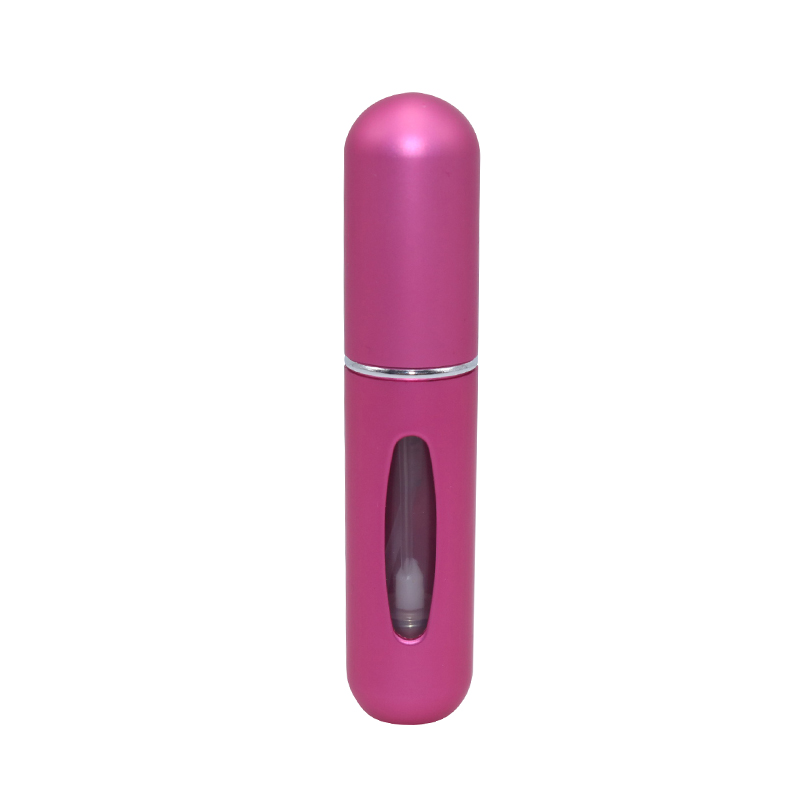 Refillable Mini Perfume Spray Bottle Aluminum Spray Nebulizer Portable Travel Cosmetic Container 5ml Perfume Bottle: Rose red