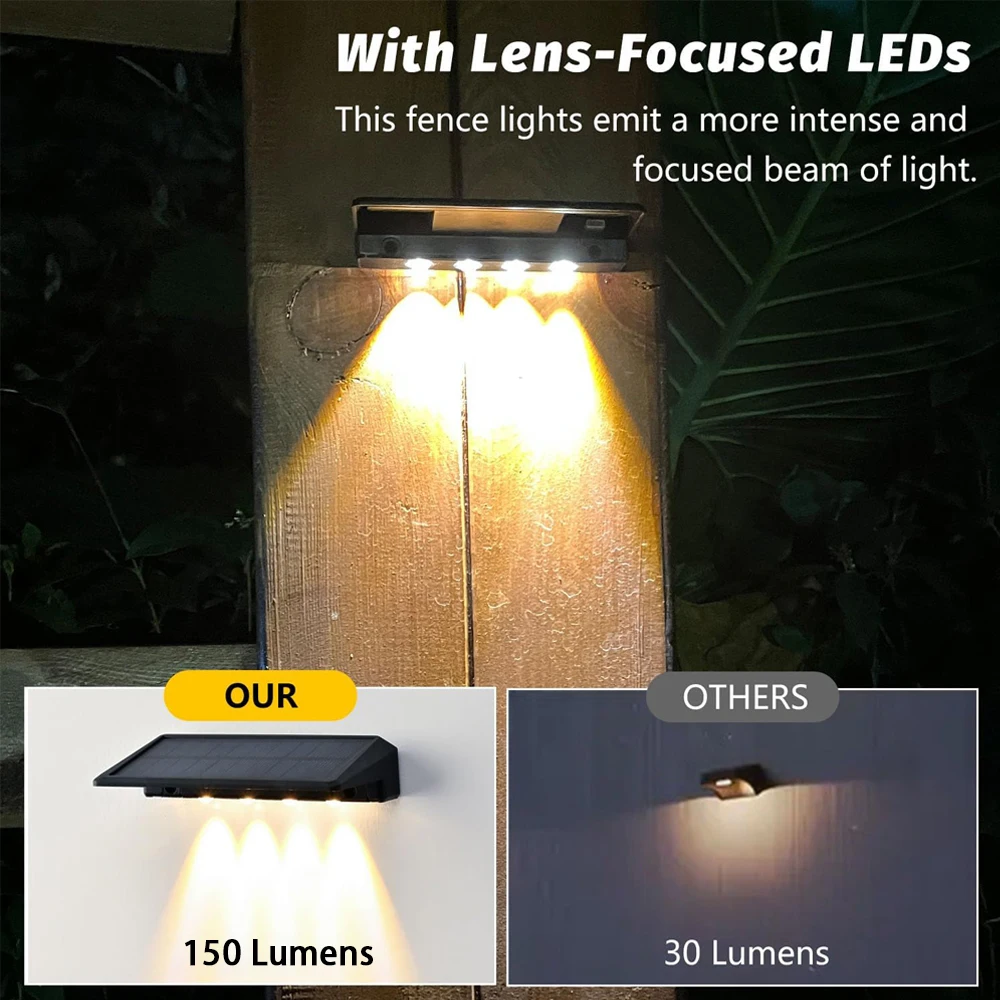 Lámpara Solar de pared, luces LED solares para valla, impermeables para exteriores, para balcón, patio, decoración de jardín, iluminación de pared Exterior
