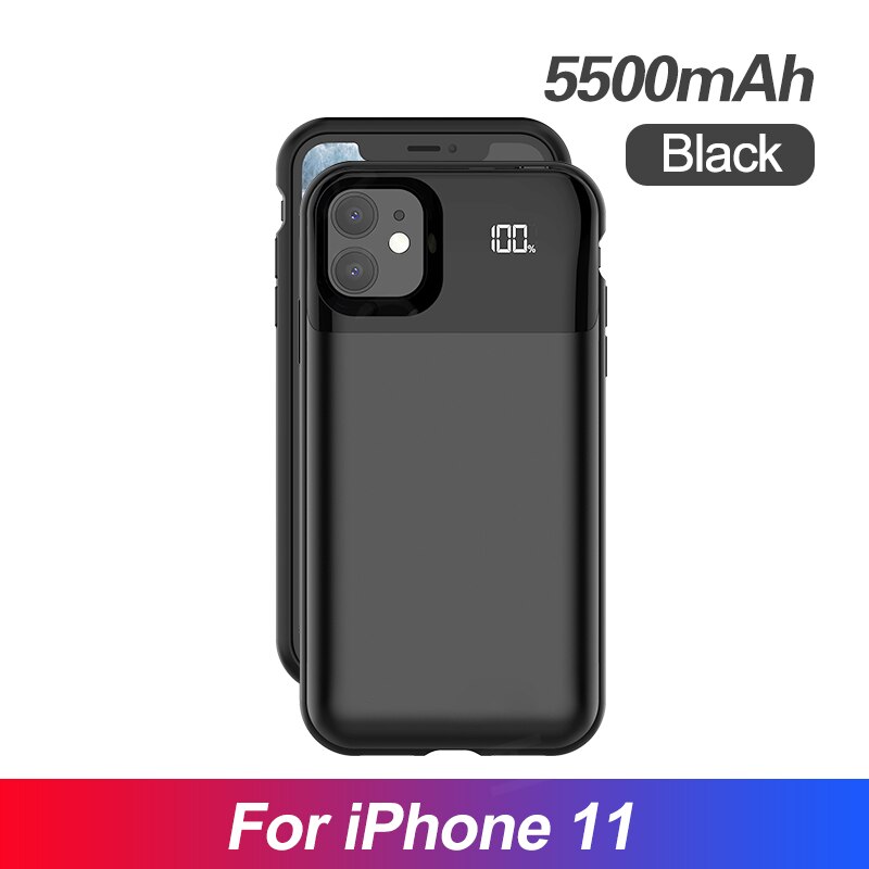 Ładowarka etui na iPhone 11 etui na iPhone 5S SE 6 6S 7 8 Plus X XR XS MAX Pro przenośna ładowarka banku mocy: LED For 11