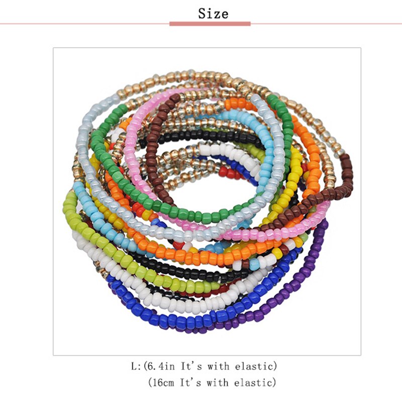 Donarsei 5pcs/set Bohemian Multilayer Colorful Beaded Bracelet For Women Charm Elastic Handmade Bracelet Friendship