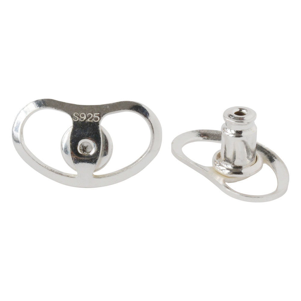 Respaldos para pendientes, respaldos para pendientes grandes hipoalergénicos de plata sólida 925 para orejas caídas, elevador de pendientes ajustable, lóbulo de oreja: S / Plata