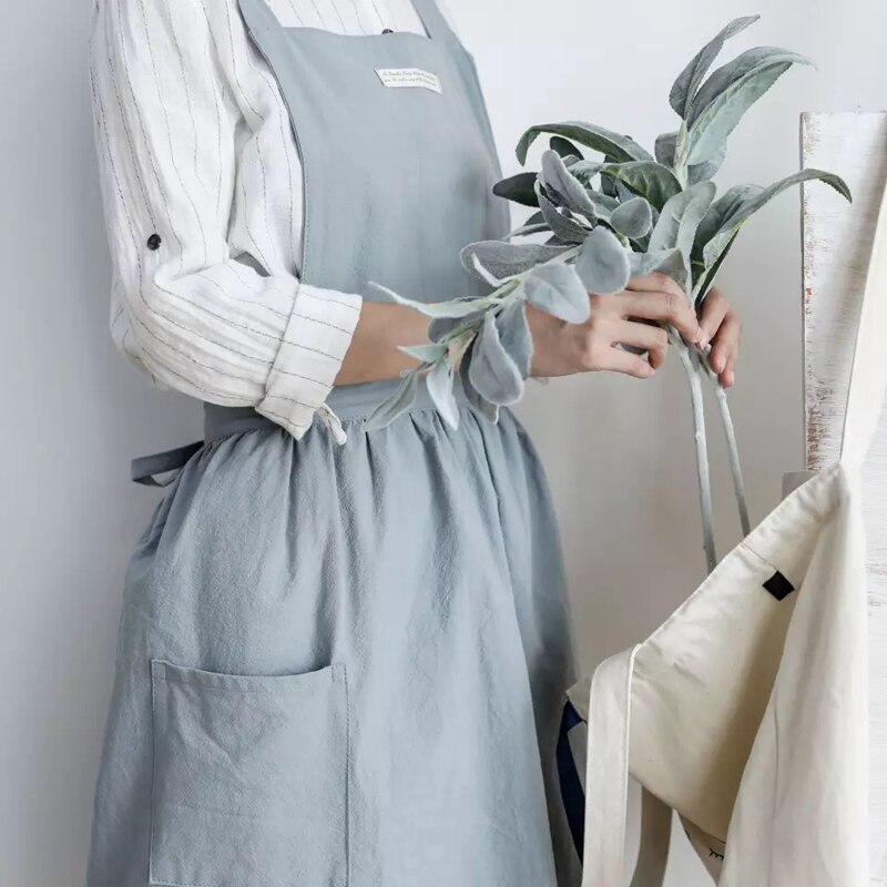 Künstlerische Baumwolle Leinen Kochen Küche Schürzen Für Frau Kleid Blume Einkaufen Kittel Friseur Lätzchen Garten Overall Reinigung Schürze