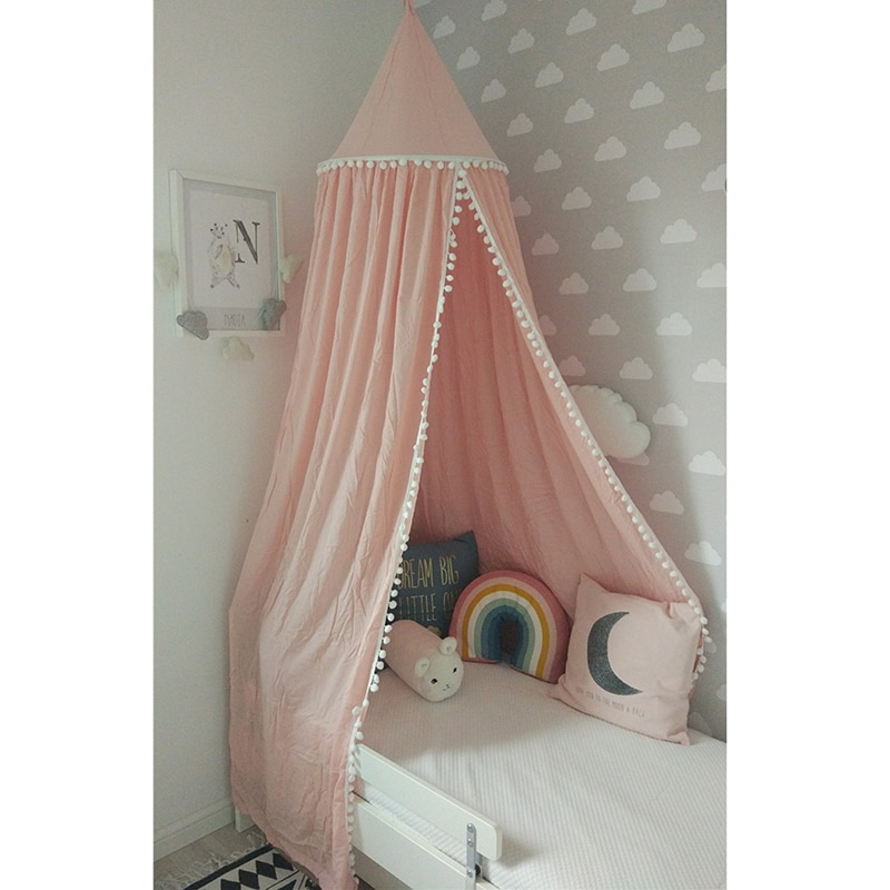 Kids Bed Canopy Curtain Children Play Tent House Girl Princess Round Dome Canopy Baby Crib Cot Hanging Tent Baby Room Decoration