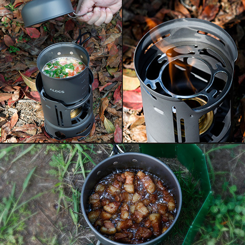 7 st camping köksredskap spis grytor skål utomhus matlagning set tillbehör resepaket