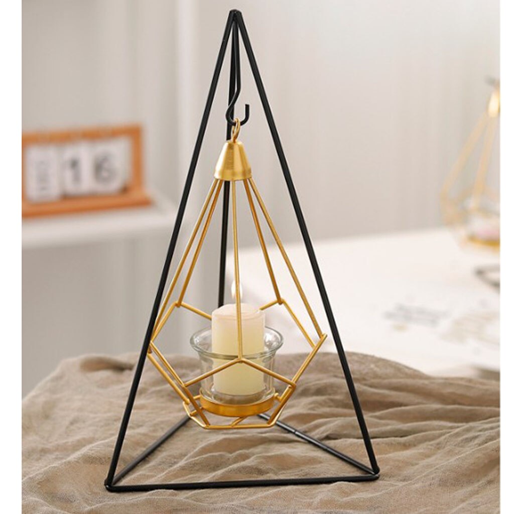 Nordic Stijl Ijzer Geometrische Kandelaars Glas Theelichthouder Thuis Versieren Metal Ambachten Wedding Party Decoratie