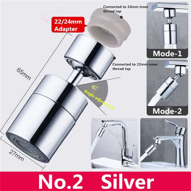 360 ° rotatable kitchen faucet spray head filter sink splashproof adapter 2 mode adjustable kitchen sink faucet aerator: Yellow
