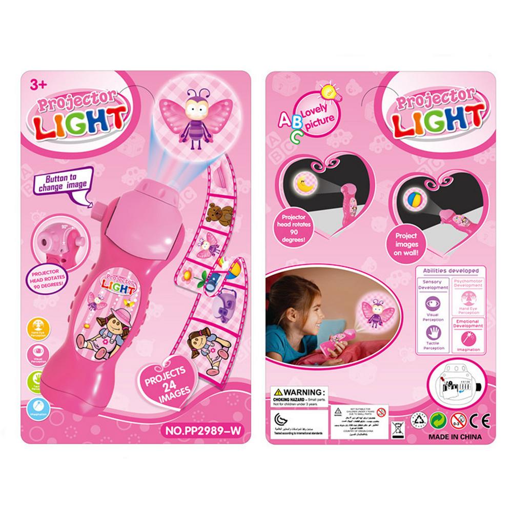 Children's Cartoon Projection Flashlight 24 Patterns Early Education Slides Holding The Projector Bedtime Night Light: C