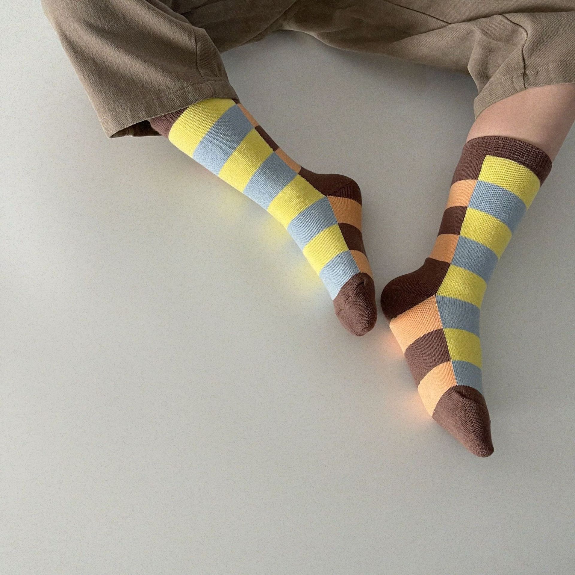 1 Pair Cotton Hip Hop Women Socks Korea Geometric Novelty Girl Plaid Lady Happy Skating Checkerboard Funny Socks