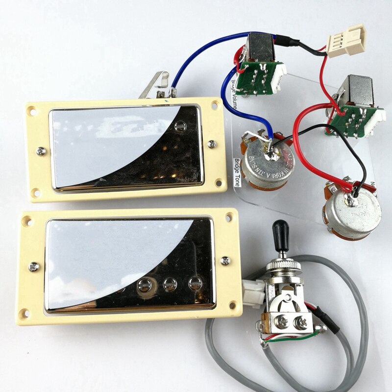 Set Of Double Coil Humbucker Pickup Electric Guitar Neck&Bridge Pickup Chrome With Yellow Frame Fit Lp Guitar