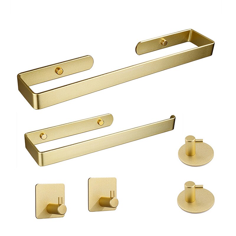 Geborsteld Goud Badkamer Hardware Set Gewaad Haak Handdoek Bar Toiletrolhouder Bad Badkamer Accessoires