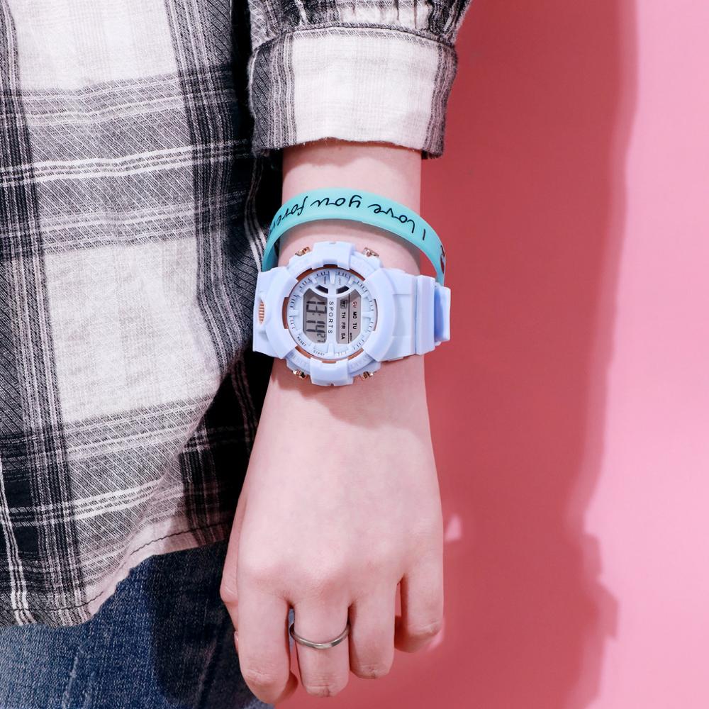 LED Digital Watch Women Sport Casual Electronic Female Clock Luxury Silicone Bracelet Wristwatch Strap Reloj Mujer: blue