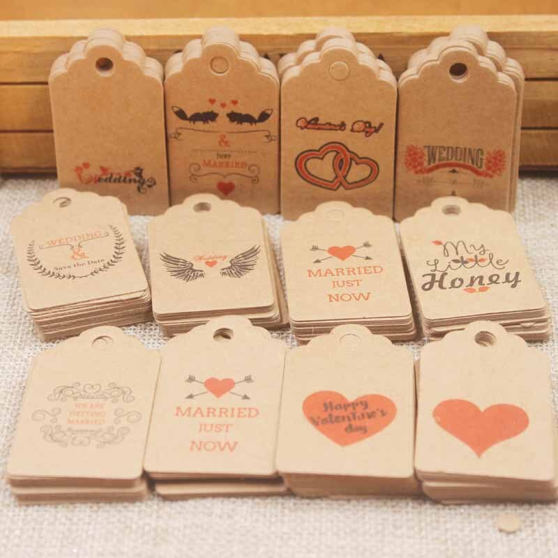 100 Stks Batch DIY Power Paper Tags Framed Rectangle Christmas Favour Birthday Party Card Label 5x3cm Multifunctional