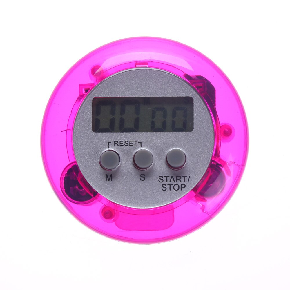 Round Shape Stopwatch Digital Magnetic Clear Lcd Abs Plastic Timer Kitchen Cooking Countdown Clock Alarm: purple