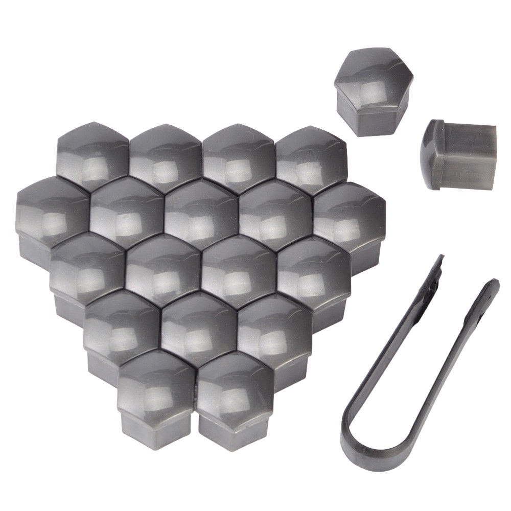 20PCS 19mm Car Hub Screw Cover Car Wheel Nut Lug Dust Cover Caps Bolt Grey